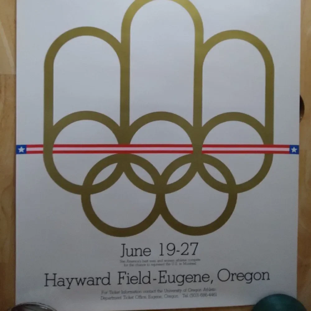 RARE Vintage 1976 USA Olympic Track & Field Trials Poster Promotional 23x16